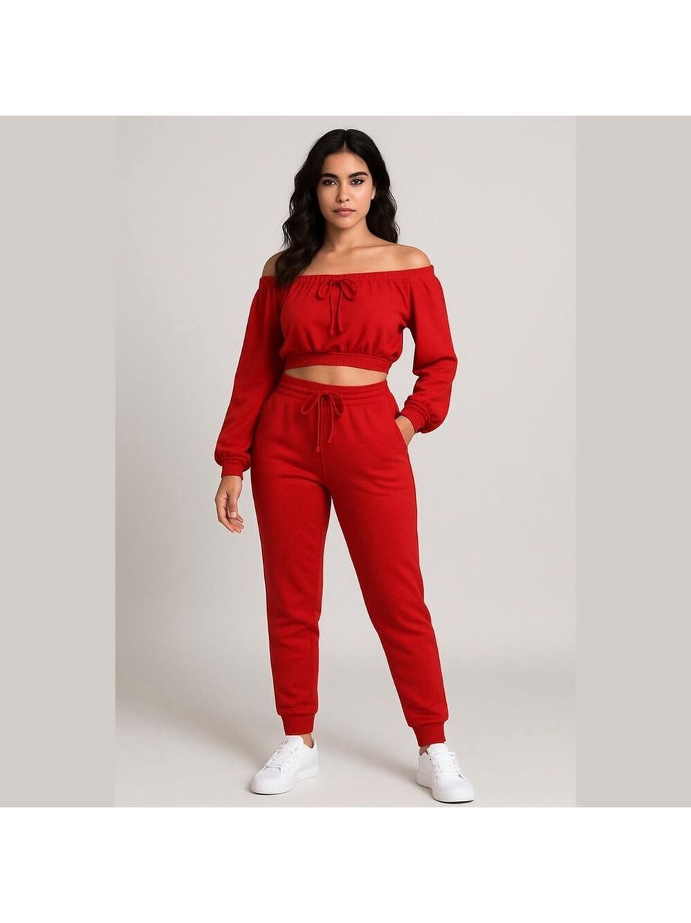 Better Be Off Shoulder Crop Loungewear Set (Lg)